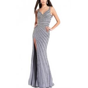 NEW JOVANI beaded tank dress in smoke
